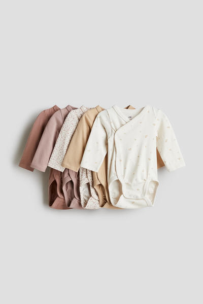 Wrapover bodysuits, 5-pack