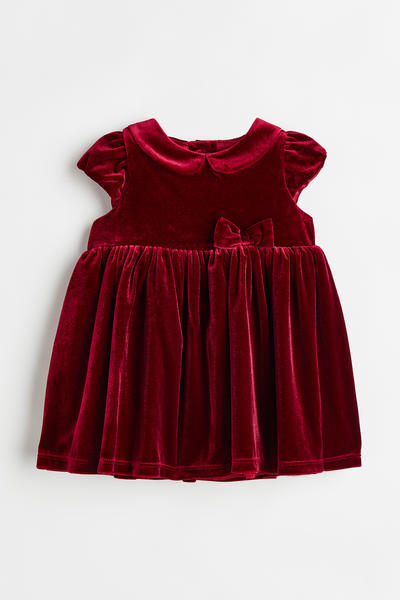 Puff sleeve velour dress
