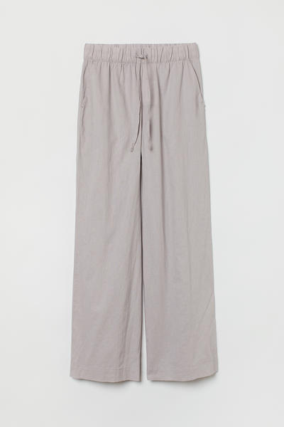 Linen blend night trousers