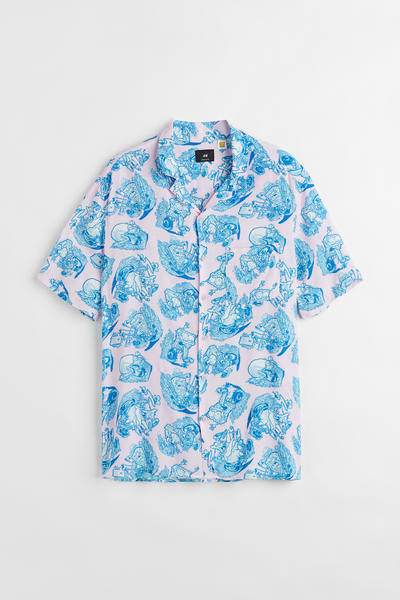 Patterned camp shirt