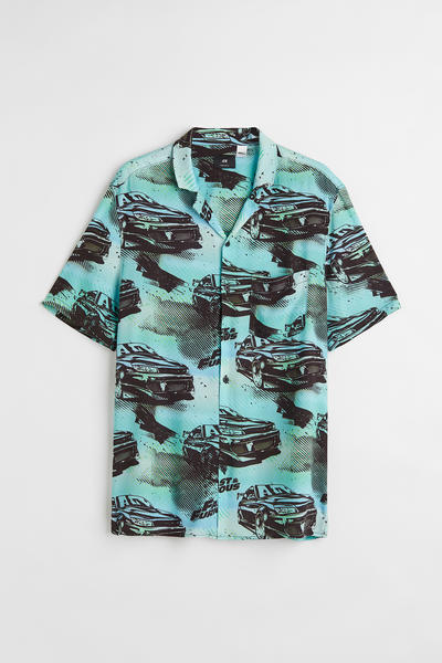 Patterned camp shirt