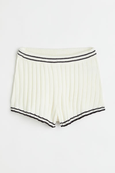 Rib knit shorts