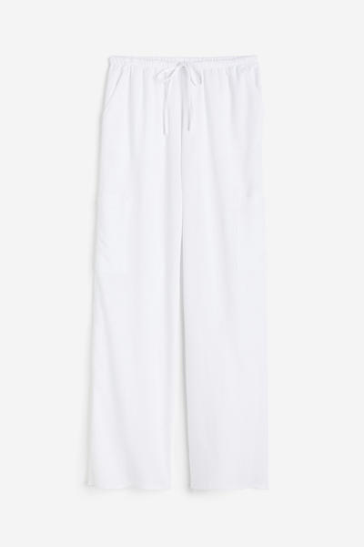 Wide linen blend trousers