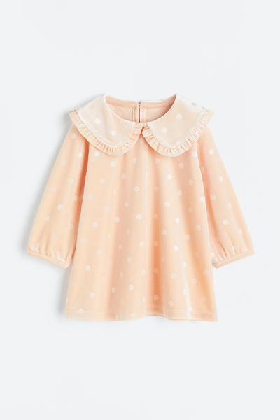 Collared velour dress