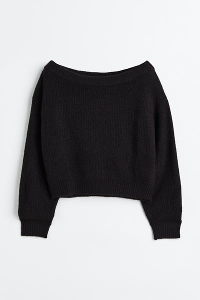 Off-shoulder rib top