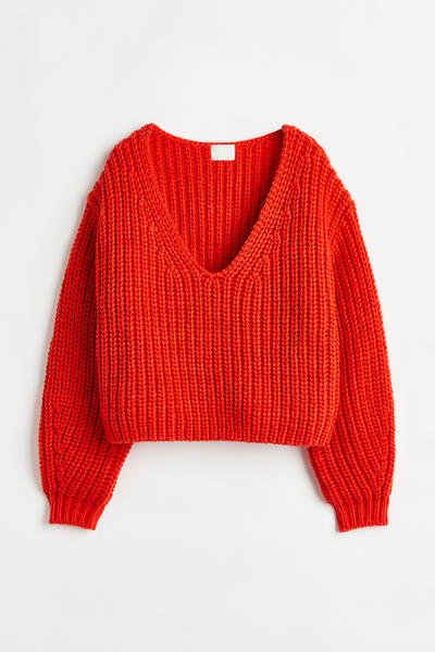 Rib knitted sweater