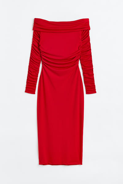Ruched off-shoulder dress