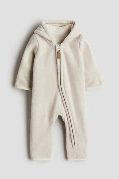 Hooded fleece romper