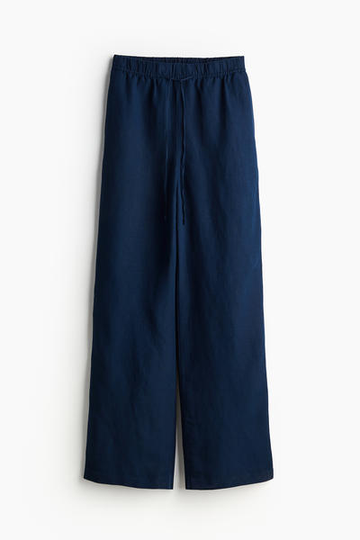 Linen blend pull-on trousers