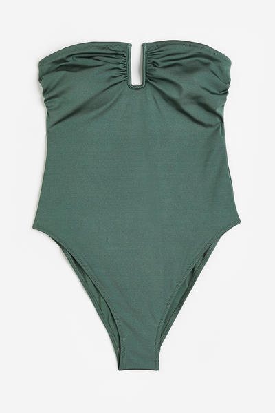 Bandeau swimsuit high cut