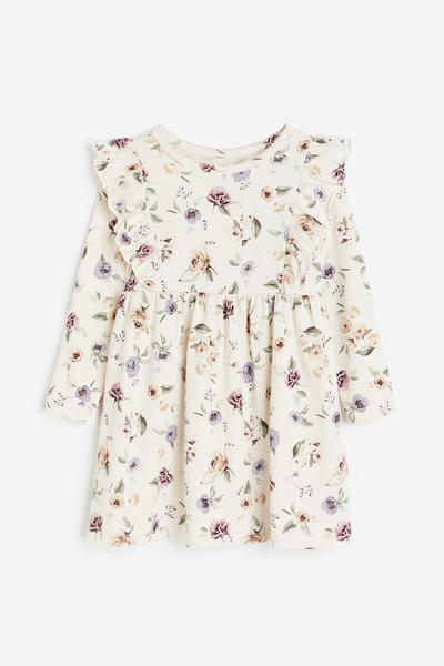 Flounce-trimmed jersey dress