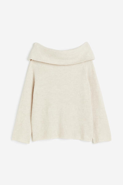Off-shoulder rib knit