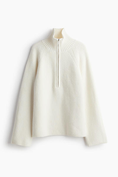 Zip rib sweater