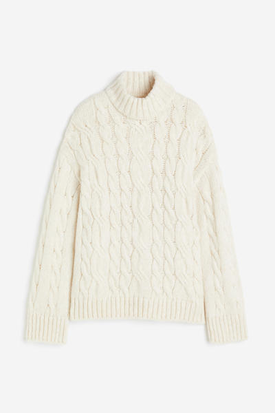 Cable-knit turtleneck sweater