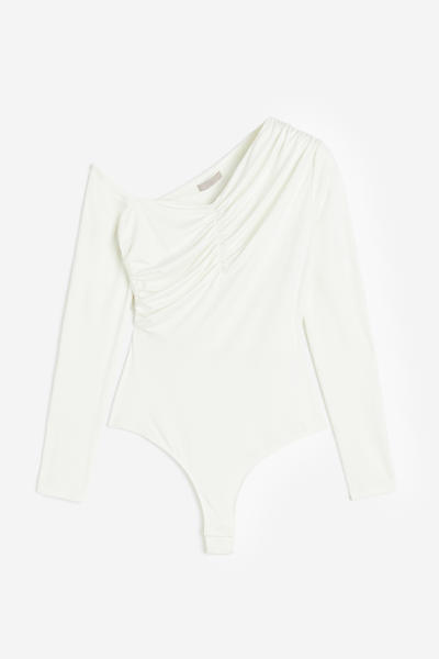 Ruched one-shoulder bodysuit