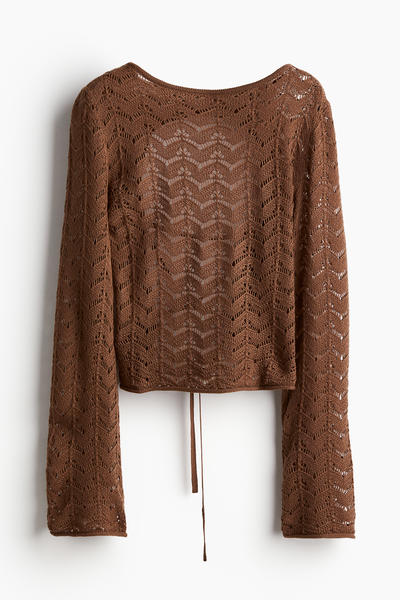 Pointelle open-back top