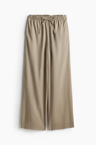 Loose linen-blend trousers