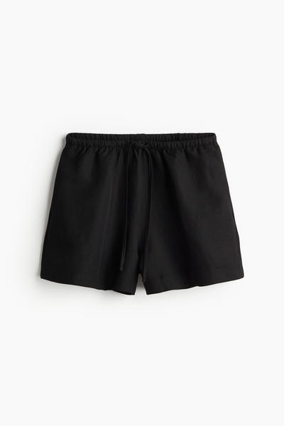 Linen-blend pull-on shorts