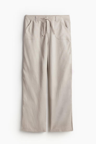 Straight linen blend trousers