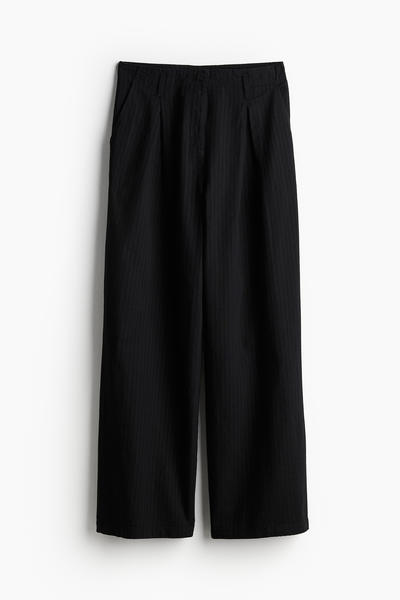 Wide linen blend trousers