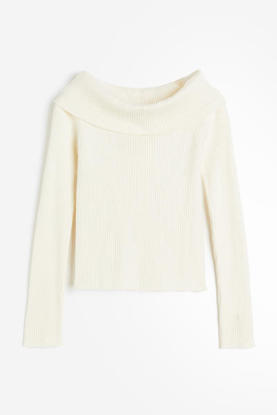 Off-shoulder rib sweater