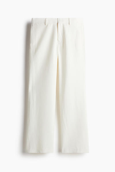 Flared Linen Blend Trousers