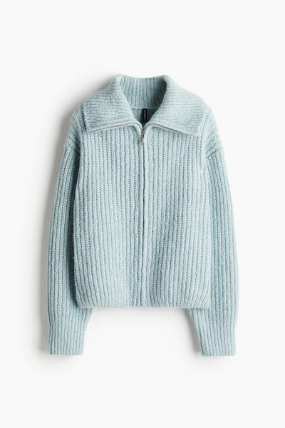 Zip rib cardigan