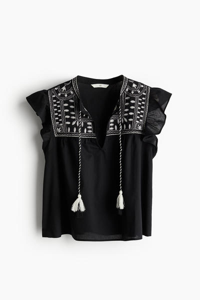 Embroidered cotton blouse