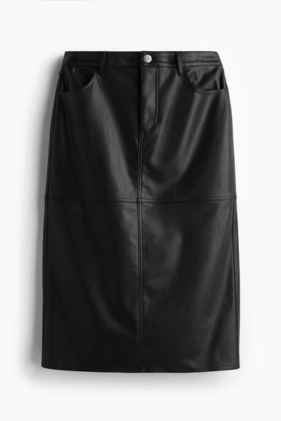 Coated midi skirt