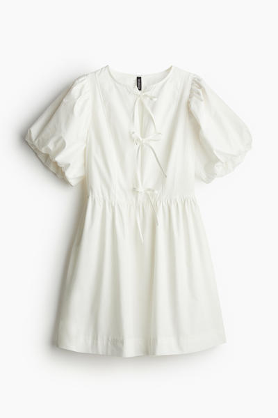 Tie puff-sleeve dress