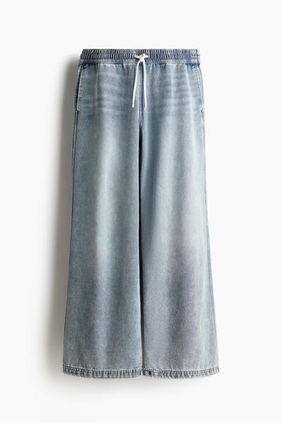 Pull-on denim trousers