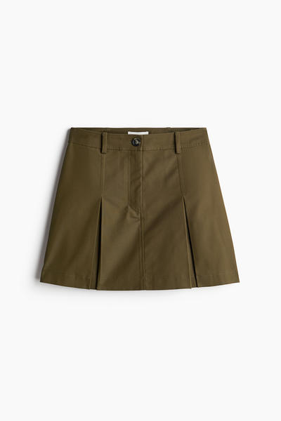 Twill pleated skirt