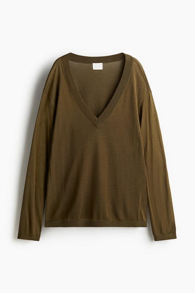 V-neck knit sweater
