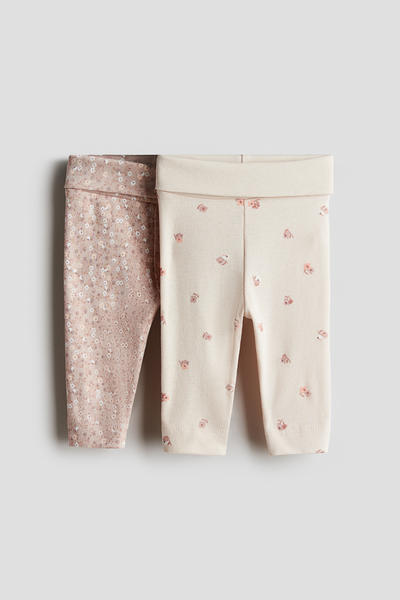 Cotton jersey leggings, 2-pack