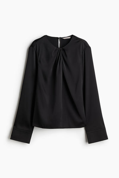Pleated satin blouse
