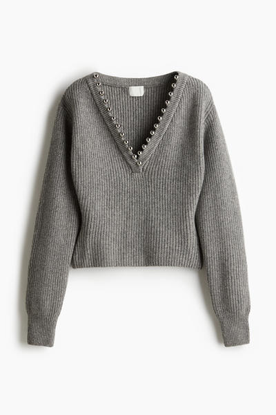 Pearl Detail Knit Sweater