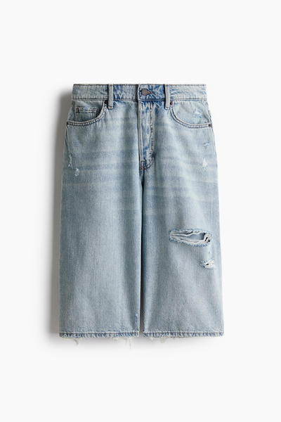 High-Knee Denim Shorts