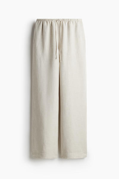 Straight linen-blend trousers