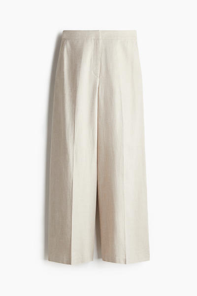 Wide linen blend trousers