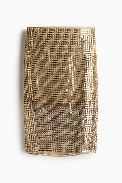 Sequined mesh skirt