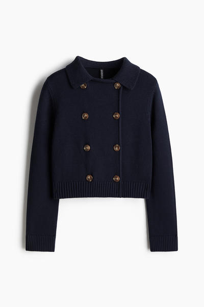 Double-breasted knit cardigan