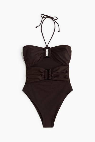 High-leg padded-cup swimsuit