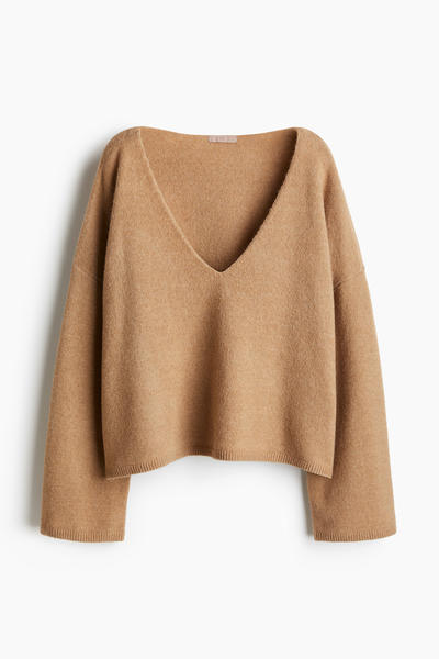Fine-knit V-neck Jumper