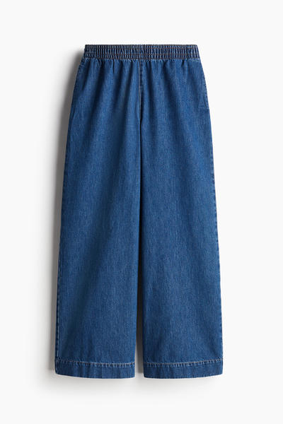 Denim pull-on trousers