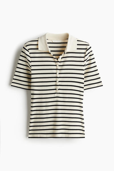 Rib polo shirt