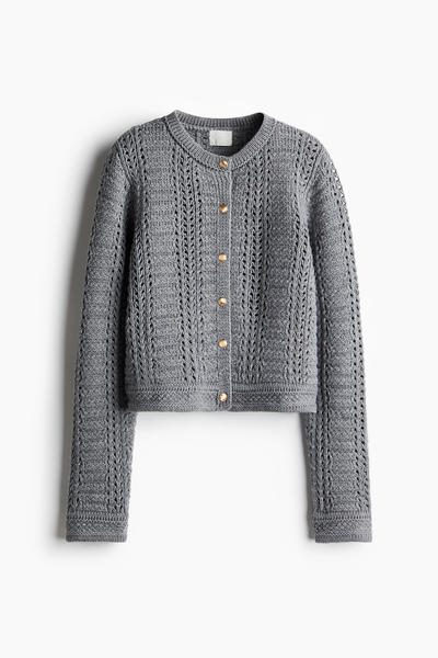 Pointelle knit cardigan