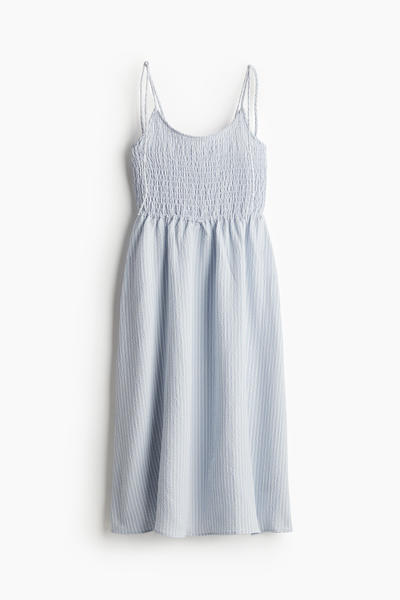 Knot front smocked dress
