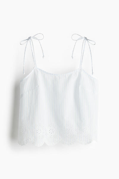 Embroidered knot-strap top