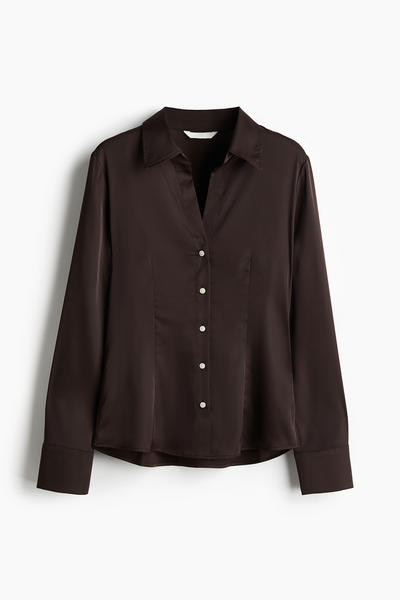 Gathered satin shirt