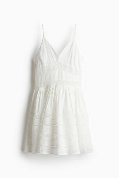 Cotton lace-panel dress
